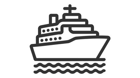 Ship icon flat. Black pictogram on white background. Vector illustration symbol.のイラスト素材