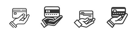 Pay symbol set, logo illustration pack. Editable stroke. Pixel perfect vector graphics collection.