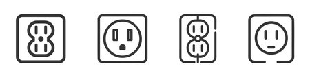 Electric Outlet Icon set, collection, pack. Bold outline design with editable stroke width. Vector...