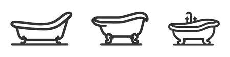Bathtub icon set, collection, pack isolated on white background.のイラスト素材