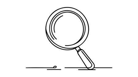 One continuous line illustration of magnifying glass. Continuous line drawing of magnifying glass lens. Vector illustration.のイラスト素材