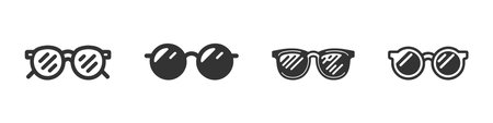 Eye glasses editable stroke outline icon set, pack, collection isolated on white background flat vector illustrationのイラスト素材