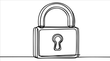 Continuous line drawing of padlock. Lock linear icon. One line drawing background. Vector illustration. Lock continuous line icon.のイラスト素材