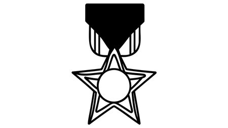 Award star badge continuous line art drawing. Vector illustration isolated on white.のイラスト素材