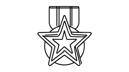 Award star badge continuous line art drawing. Vector illustration isolated on white.のイラスト素材