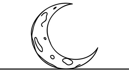 Continuous linear drawing of moon icon. one line drawing background. vector illustration. Linear drawing of the moon symbolのイラスト素材