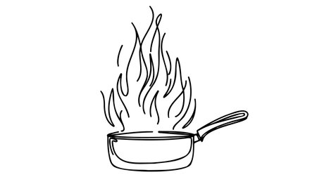 Frying pan icon line continuous drawing vector. One line Frying pan icon vector background. Frying pan icon. Continuous outline of a Frying pan icon.のイラスト素材