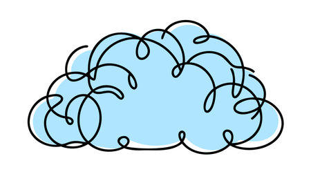 Continuous one line drawing. Cloud on white background. Vector illustrationのイラスト素材