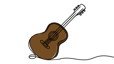 One single line drawing of wooden classic acoustic guitar.のイラスト素材