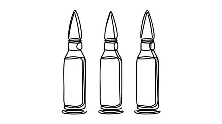 bullet outline icon. Weapon ammo sign. simple bullet outline design vector. flat sign for mobile concept and web design. vector sign, silhouette pictogram isolated on white background. EPS 10.のイラスト素材