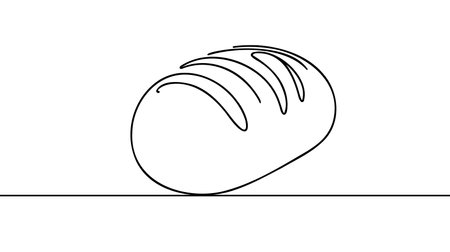 Loaf of bread one line art. Continuous one line drawing of bread.のイラスト素材