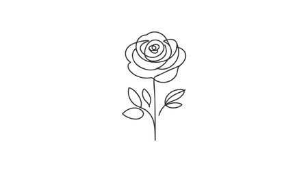 One continuous line rose design. Hand drawn minimalism style vector illustration.のイラスト素材