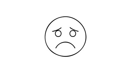 Tired sad Face Emoticon Icon Vector Illustration. Outline Style.のイラスト素材