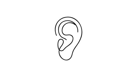 Human continuous ear one line drawing. World death day single line concept. Minimalist vector illustration.のイラスト素材