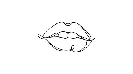 Continuous line female lips, vector illustration.のイラスト素材