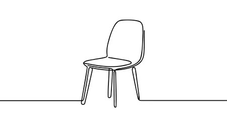 Chair in Continuous one line drawing. Interior with furniture in simple linear style. Editable stroke. Doodle Vector illustration.のイラスト素材