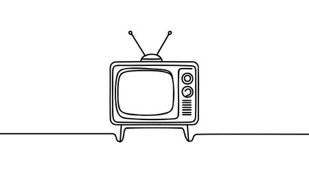 Continuous line drawing of Retro TV on white background.のイラスト素材