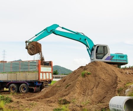 excavator loader at workのeditorial素材
