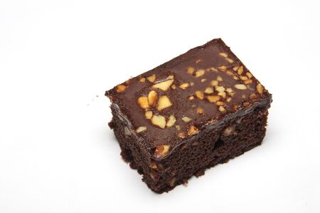 chocolate cake over white backgroundの写真素材