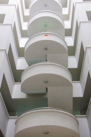 fire escapes in a modern buildingの写真素材