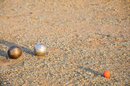 Petanque balls on the field.の写真素材