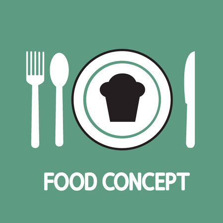 food equipment plate, knife, spoon and fork vector illustrationのイラスト素材