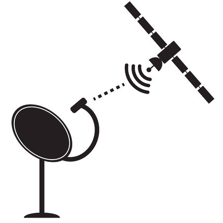 satellite icon, satellite dish, satellite sent data, vector illustration.のイラスト素材
