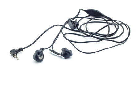 portable audio earphones isolatedの写真素材