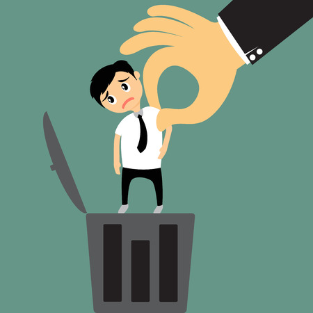 The big hand (boss) removing employee illustration.のイラスト素材