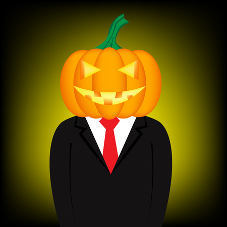 Cartoon businessman has pumpkin head for Halloweenのイラスト素材