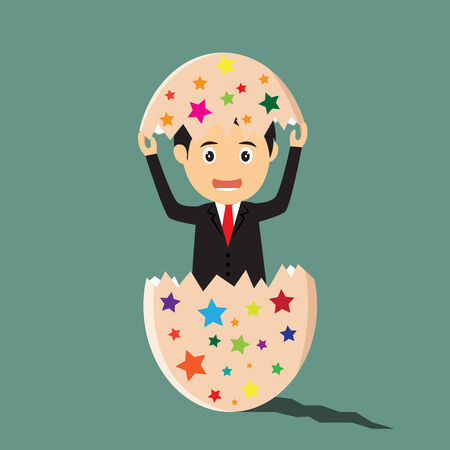 businessman inside an egg, easter concept vector illustration.のイラスト素材