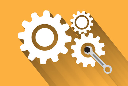 gear with wrench flat design, Repair icon. Creative graphic design logo element. Vector Illustration.のイラスト素材