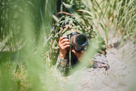 camouflage wildlife photographer.の写真素材