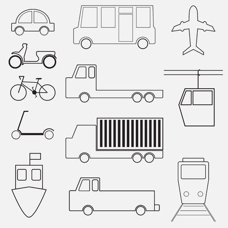 simple monochromatic vehicle and transport related icons for your design, vector illustration.の写真素材