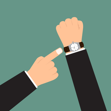 Time management. hand show a deadline. vector illustration.のイラスト素材