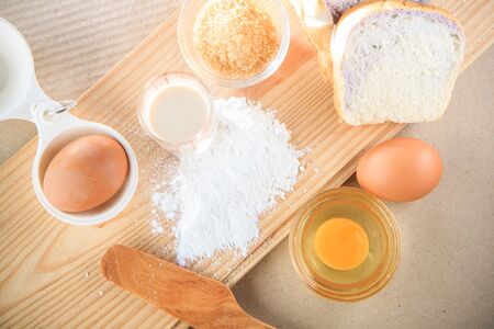 The preparations for making fresh homemade bread.
