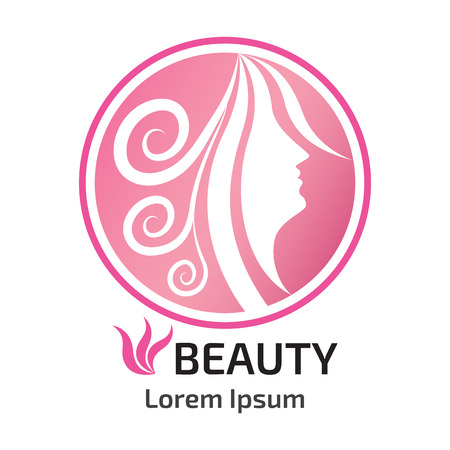abstract logo woman face design, head, hair, for beauty salon, spa, cosmetics design, advertising, presentation. vector illustration.のイラスト素材