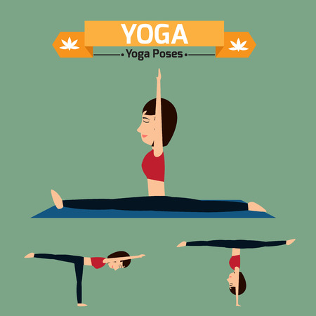 Yoga poses infographic elements. women practice exercise yoga for health.のイラスト素材