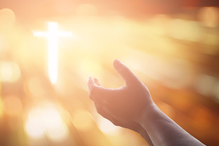 Human hands open palm up worship. Eucharist Therapy Bless God Helping Repent Catholic Easter Lent...