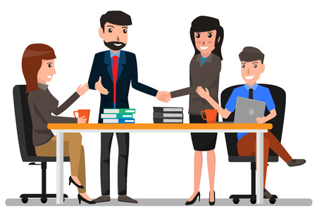 Businessman working with colleagues illustration.のイラスト素材