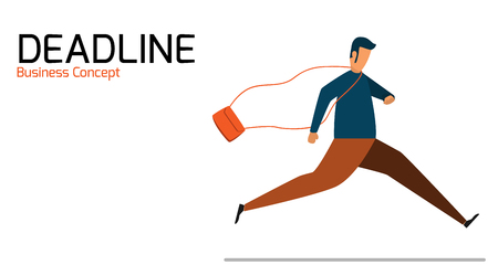 Businessman running management time in deadline. business character vector illustration.のイラスト素材