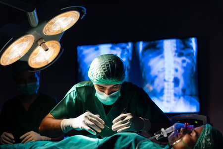 Asian doctor in the operating room for surgical. Surgery clinic in hospital healthcare concept.の写真素材