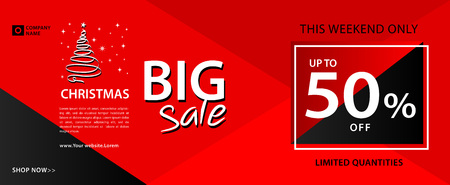 Christmas sale banner template, card layout, vector illustrationのイラスト素材