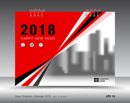 Cover calendar 2018 template, Red cover business brochure flyer design, advertisement, booklet, annual report designのイラスト素材