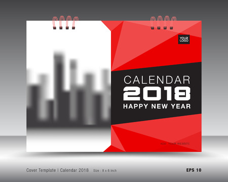 Cover calendar 2018 template, Red cover business brochure flyer design, advertisement, booklet, annual report designのイラスト素材