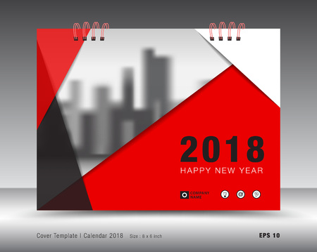 Cover calendar 2018 template, Red cover business brochure flyer design, advertisement, booklet, annual report designのイラスト素材