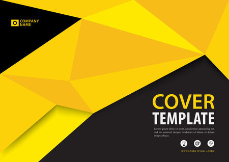 Black and Yellow cover template polygonal background, horizontal layout, business brochure flyer, annual report, book, advertisement.のイラスト素材