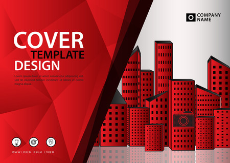 Red cover template vector, brochure flyer, annual report, book, advertisement, printing media, polygonal background,のイラスト素材