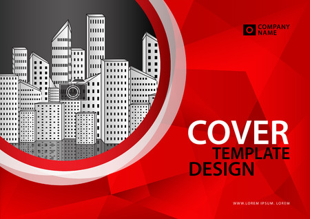 Red cover template vector, brochure flyer, annual report, book, advertisement, printing media, polygonal background.のイラスト素材