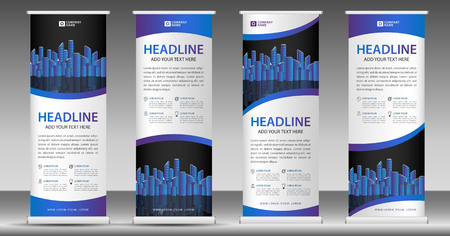 Blue Roll Up Banner Template Stand Design Pull Up Display